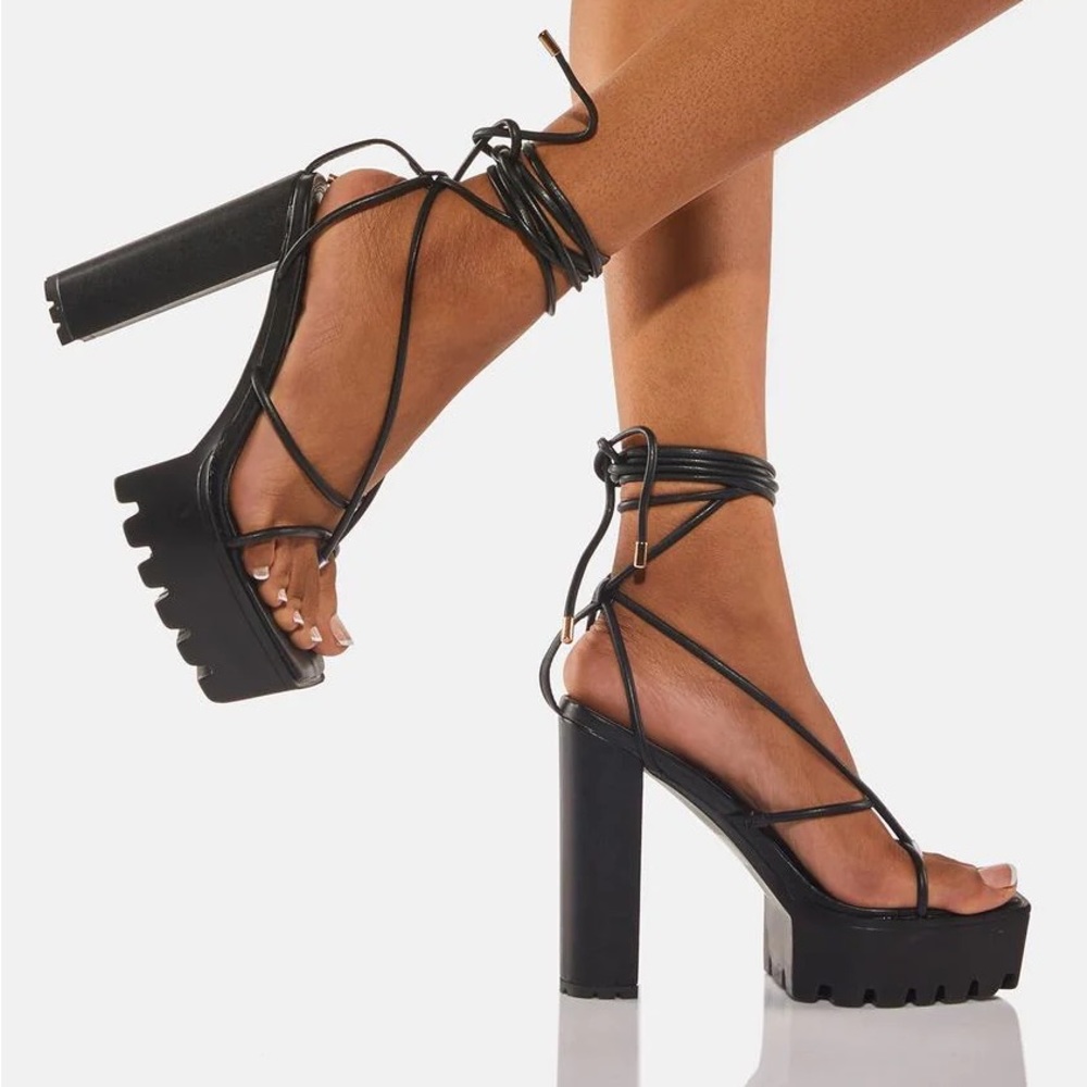 Dolls Kill black strap heels